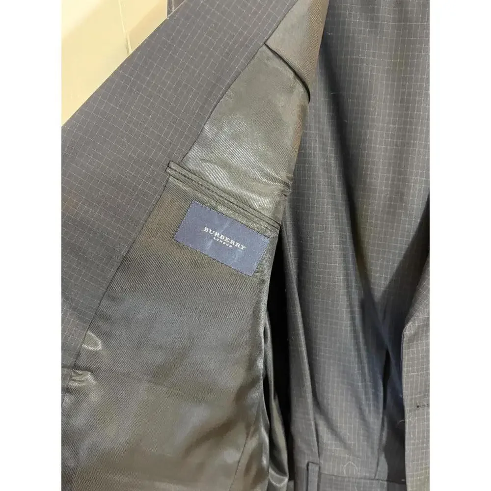 Burberry Men’s Small Window Pane 100% Wool Suit 2 Button Sz. 48L - Picture 2 of 9